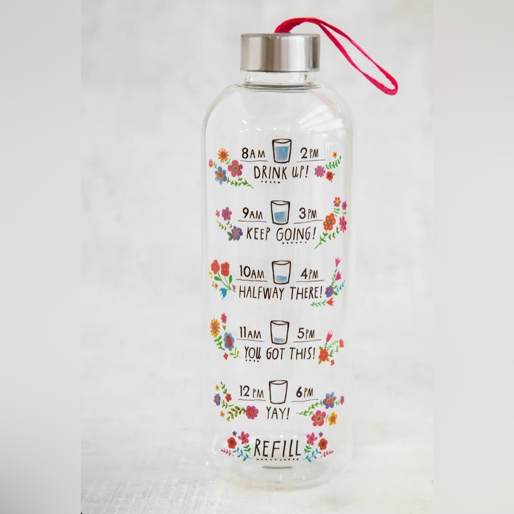 Motivational Water Bottle with Floral Design